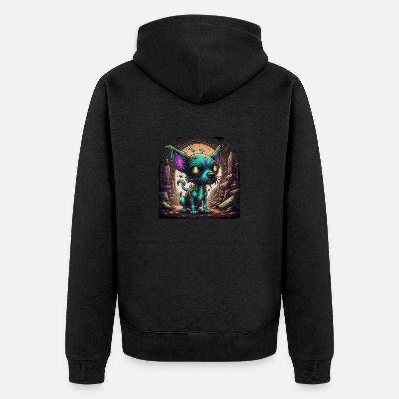Chien extraterrestre - Veste à capuche bio Premium Unisexe - noir