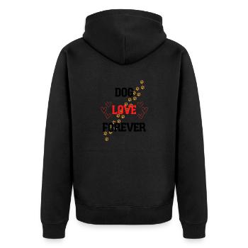 DOG LOVE FOREVER - Unisex Premium Bio Zip Hoodie - Schwarz - Hinten - Nico (187cm)