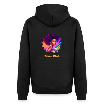 Disco Club Vol.2 - Unisex Premium Bio Zip Hoodie - Schwarz - Hinten - Nico (187cm)
