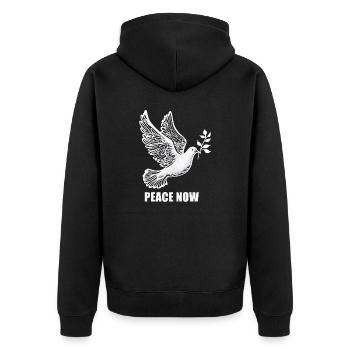 Frieden Jetzt - Peace Now - Friedenstaube - Unisex Premium Bio Zip Hoodie - Schwarz - Hinten - Nico (187cm)