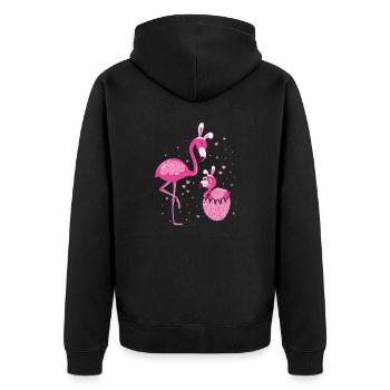 Easter Flamingo Mom and Kid Love Leopard Print - Unisex Premium Organic Zip Hoodie - black - Back - Nico (187cm)