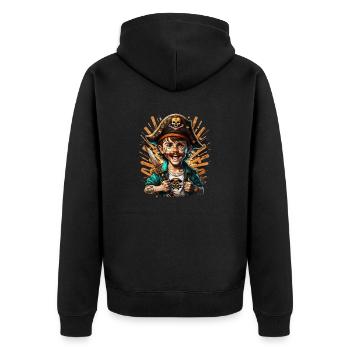 PiratBoy - Unisex Premium Bio Zip Hoodie - Schwarz - Hinten - Nico (187cm)