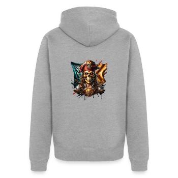 Pirate - Veste à capuche bio Premium Unisexe - gris chiné - Dos - Nico (187cm)