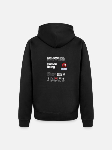 BE HUMAN 100% ESSERE UMANI - Unisex Premium Organic Zip Hoodie - black