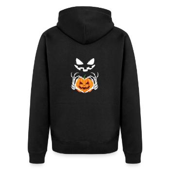 Hellowee/Pumpkin/ Skeleton/ Love - Unisex Premium Organic Zip Hoodie - black - Back - Nico (187cm)