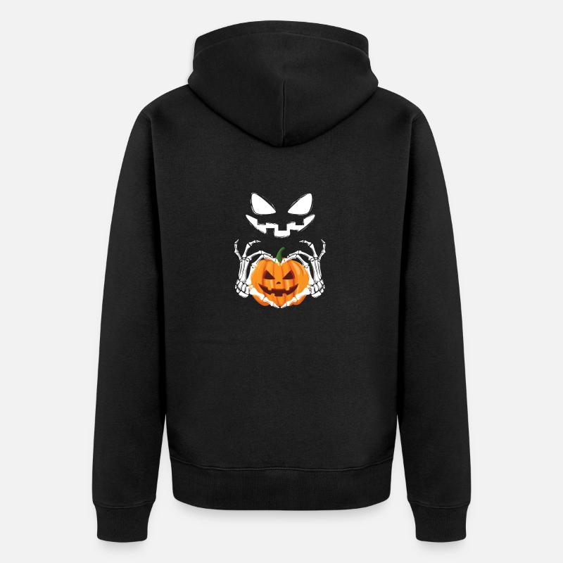 Hellowee/Citrouille/Squelette/ Amour - Veste à capuche bio Premium Unisexe - noir