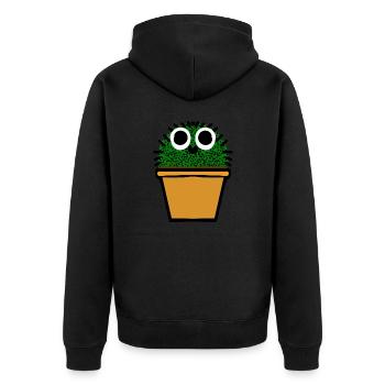 Mein kleiner grüner Kaktus - Unisex Premium Bio Zip Hoodie - Schwarz - Hinten - Nico (187cm)