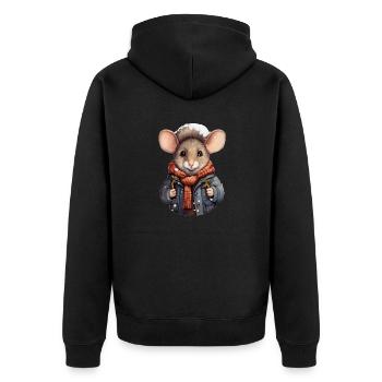 Winter Mouse - Unisex Premium Organic Zip Hoodie - black - Back - Nico (187cm)