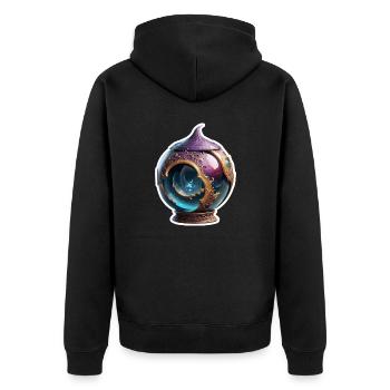 Magische Kugel / Kristallkugel / Wahrsagen - Unisex Premium Bio Zip Hoodie - Schwarz - Hinten - Nico (187cm)