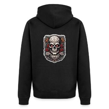 Crâne / crâne / squelette / gothique / tatouage - Veste à capuche bio Premium Unisexe - noir - Dos - Nico (187cm)