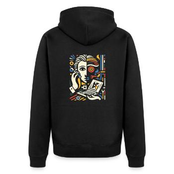 Cooles Techniker Kunst Geschenk - Unisex Premium Bio Zip Hoodie - Schwarz - Hinten - Nico (187cm)