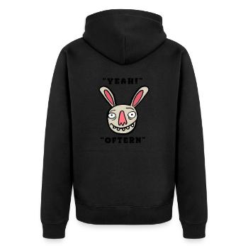 Yeah - Oftern - Unisex Premium Bio Zip Hoodie - Schwarz - Hinten - Nico (187cm)
