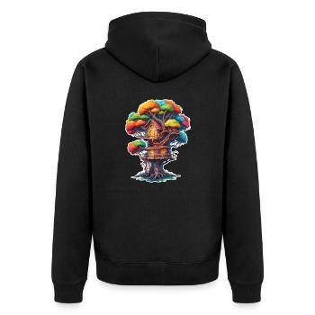 Cabane dans les arbres / Cime des arbres / Cabane dans les arbres / Aventure - Veste à capuche bio Premium Unisexe - noir - Dos - Nico (187cm)