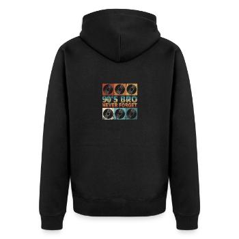 Zurück in die 90´s Schallplatte - Unisex Premium Bio Zip Hoodie - Schwarz - Hinten - Nico (187cm)