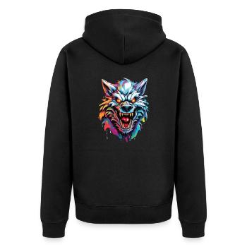 Werwolf / Vollmond / Wesen / Verwandlung / Fluch - Unisex Premium Bio Zip Hoodie - Schwarz - Hinten - Nico (187cm)