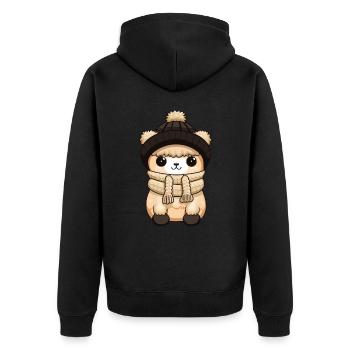 Alpaga Animal bébé bande dessinée - Veste à capuche bio Premium Unisexe - noir - Dos - Nico (187cm)