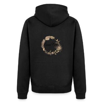 Braut Crew Boho Kranz - Unisex Premium Bio Zip Hoodie - Schwarz - Hinten - Nico (187cm)