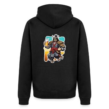 Samurai / Japanisch / Harakiri / Katana / Mann - Unisex Premium Bio Zip Hoodie - Schwarz - Hinten - Nico (187cm)