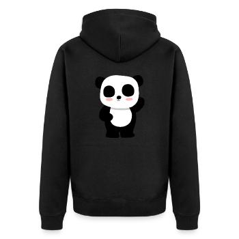 Panda - Unisex Premium Organic Zip Hoodie - black - Back - Nico (187cm)