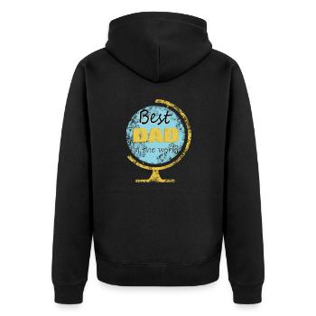 DER BESTE PAPA DER WELT - Unisex Premium Bio Zip Hoodie - Schwarz - Hinten - Nico (187cm)