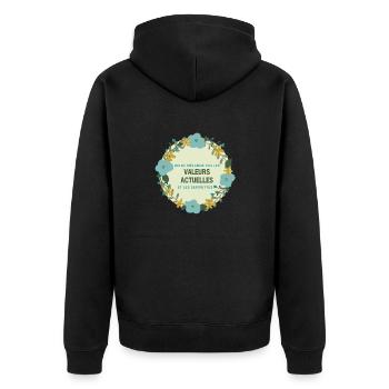 Current Values and Towels - Unisex Premium Organic Zip Hoodie - black - Back - Nico (187cm)