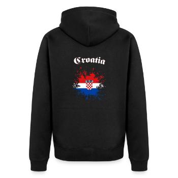 Croatia Hrvatska Kroatien - Unisex Premium Bio Zip Hoodie - Schwarz - Hinten - Nico (187cm)