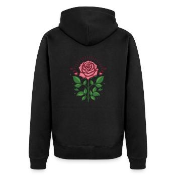Rose Blossom - Unisex Premium Organic Zip Hoodie - black - Back - Nico (187cm)