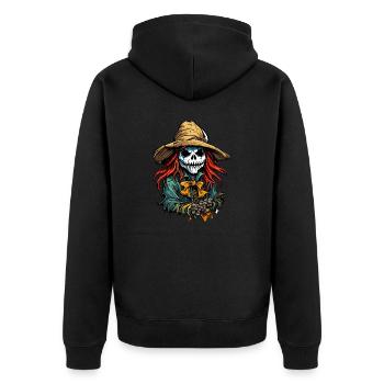 Scarecrow / Harvest Worker / Corn Field / Field - Unisex Premium Organic Zip Hoodie - black - Back - Nico (187cm)