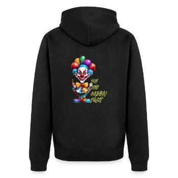 Clown / Zirkus / Fasching / Karneval / verspielt - Unisex Premium Bio Zip Hoodie - Schwarz - Hinten - Nico (187cm)