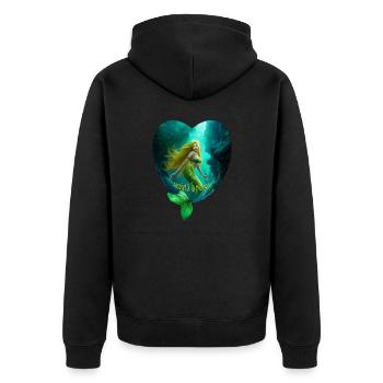 sirène addict à la plongée (coeur) - pour plongeur - Veste à capuche bio Premium Unisexe - noir - Dos - Nico (187cm)