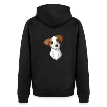 Jack Russell Pattern 2 2 - Unisex Premium Bio Zip Hoodie - Schwarz - Hinten - Nico (187cm)
