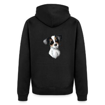 Jack Russell Pattern 3 - Unisex Premium Bio Zip Hoodie - Schwarz - Hinten - Nico (187cm)