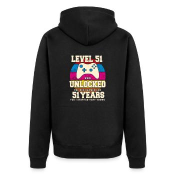 Original 1973 51 Year Old Level 51 Unlock - Unisex Premium Organic Zip Hoodie - black - Back - Nico (187cm)