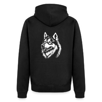 Husky - Hunde Fan - Unisex Premium Bio Zip Hoodie - Schwarz - Hinten - Nico (187cm)