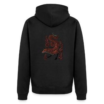Kitsune (Fuchs), Bote von Inari | Yōkai-Serie - Unisex Premium Bio Zip Hoodie - Schwarz - Hinten - Nico (187cm)