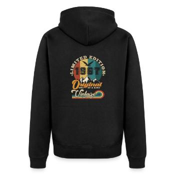Original 1967 Vintage Limited Edition Geschenk - Unisex Premium Bio Zip Hoodie - Schwarz - Hinten - Nico (187cm)