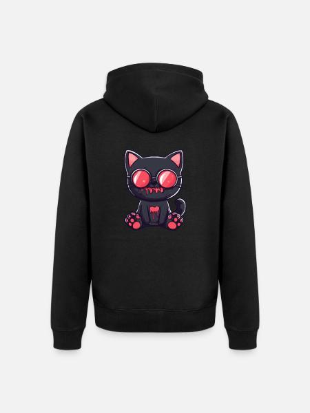 Cat Halloween Sunglasses - Unisex Premium Organic Zip Hoodie - black
