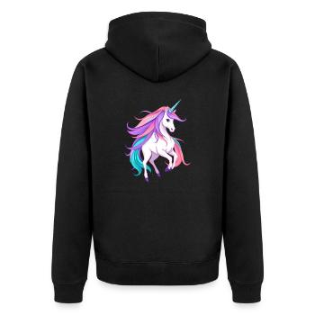 Radiant Violet Licorne Fantasy Illustration - Veste à capuche bio Premium Unisexe - noir - Dos - Nico (187cm)
