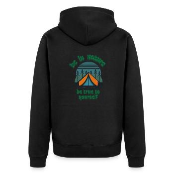be in nature be trou to yourself - Unisex Premium Organic Zip Hoodie - black - Back - Nico (187cm)