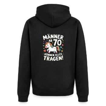 70. Geburtstag Mann 70 Jahre Deko Lustig Geschenk - Unisex Premium Bio Zip Hoodie - Schwarz - Hinten - Nico (187cm)