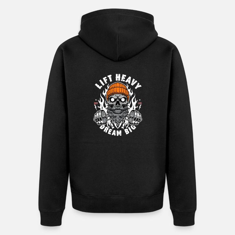 Heben Sie schwer - Unisex Premium Bio Zip Hoodie - Schwarz
