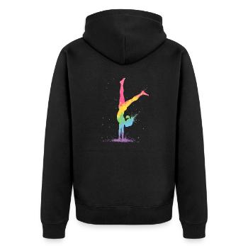 Gymnastics Heartbeat - Gymnast - Unisex Premium Organic Zip Hoodie - black - Back - Nico (187cm)
