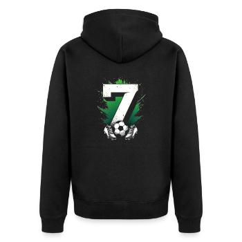 7. Geburtstag Fußballspieler 7 Jahre Kinder - Unisex Premium Bio Zip Hoodie - Schwarz - Hinten - Nico (187cm)