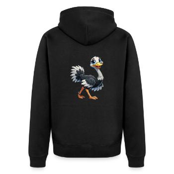 Ostrich - Unisex Premium Organic Zip Hoodie - black - Back - Nico (187cm)