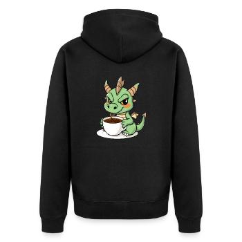 Le doux dragon aime le café - Veste à capuche bio Premium Unisexe - noir - Dos - Nico (187cm)