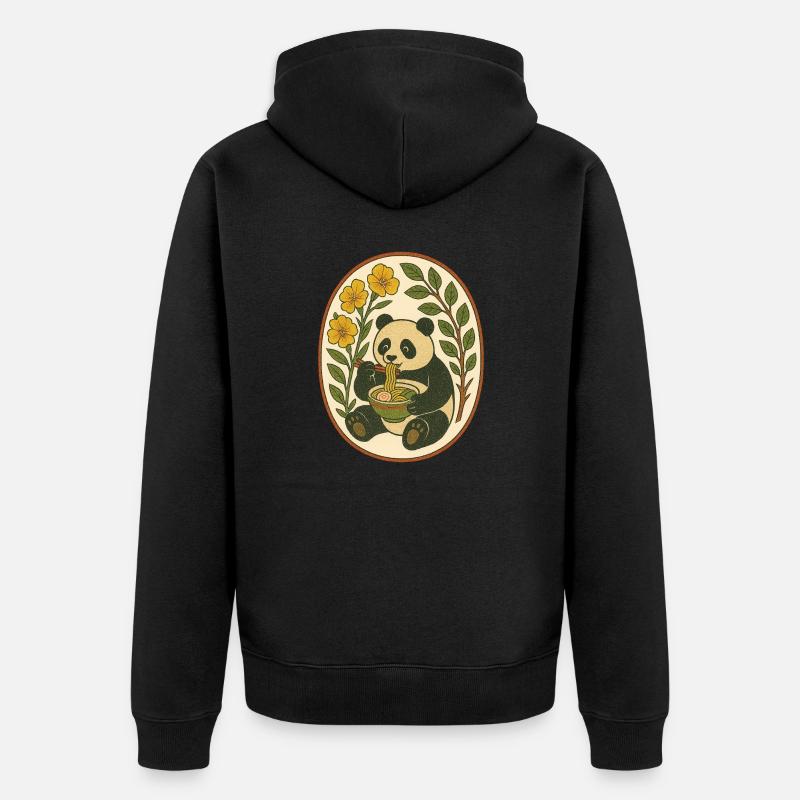 Ramen Panda - Unisex Premium Bio Zip Hoodie - Schwarz