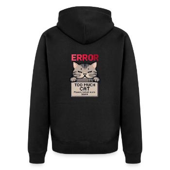 Too Much Cat – System Error: Feline Overload - Unisex Premium Organic Zip Hoodie - black - Back - Nico (187cm)