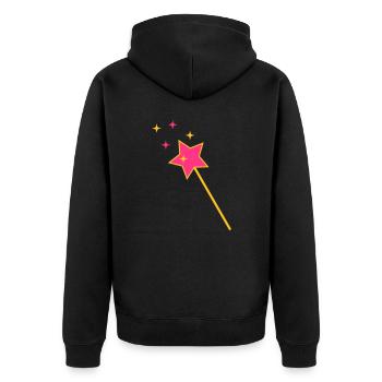 Zauberstab - Unisex Premium Bio Zip Hoodie - Schwarz - Hinten - Nico (187cm)
