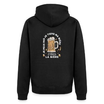 Je peux pas Je tiens ma bière Ne me dérange pas - Veste à capuche bio Premium Unisexe - noir - Dos - Nico (187cm)