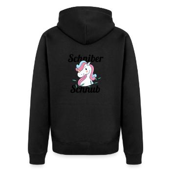 Schinber Einhorn - Unisex Premium Bio Zip Hoodie - Schwarz - Hinten - Nico (187cm)